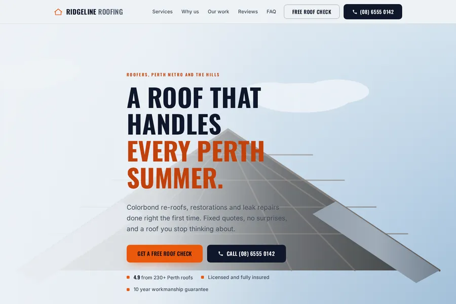Ridgeline Roofing website concept
