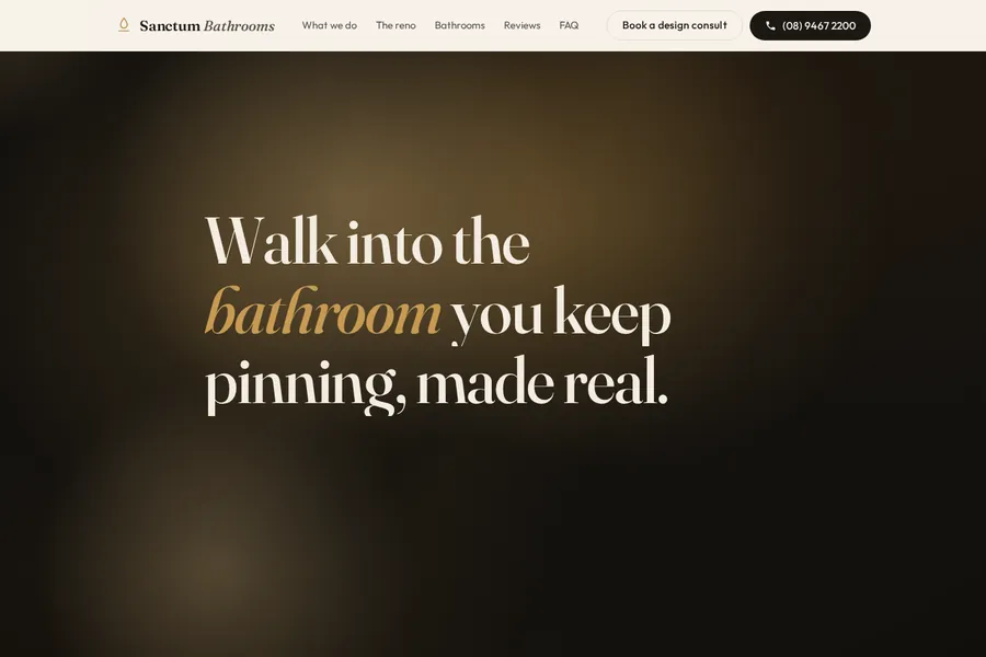Sanctum Bathrooms website concept